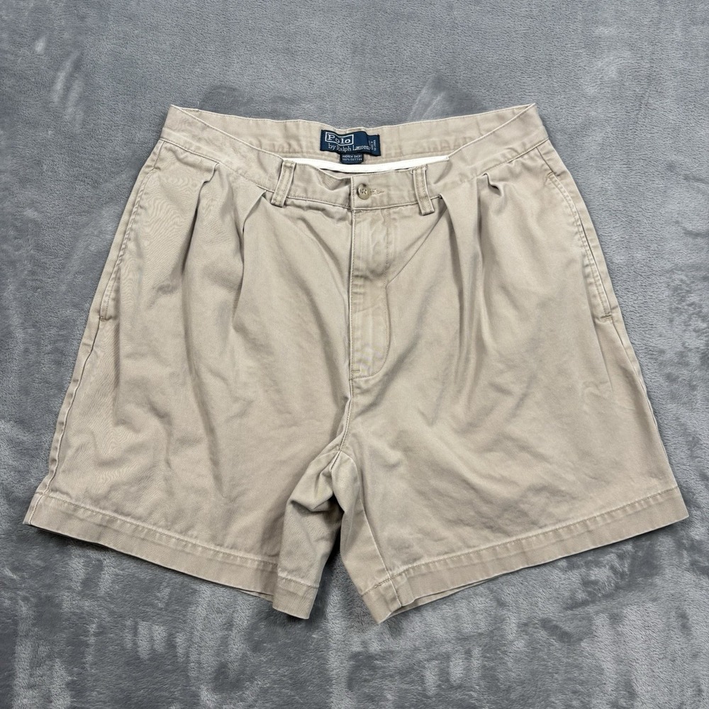 Polo Ralph Lauren Classic Andrew Shorts Pleated 100% Cotton Men Size 33 Vintage